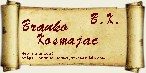 Branko Kosmajac vizit kartica